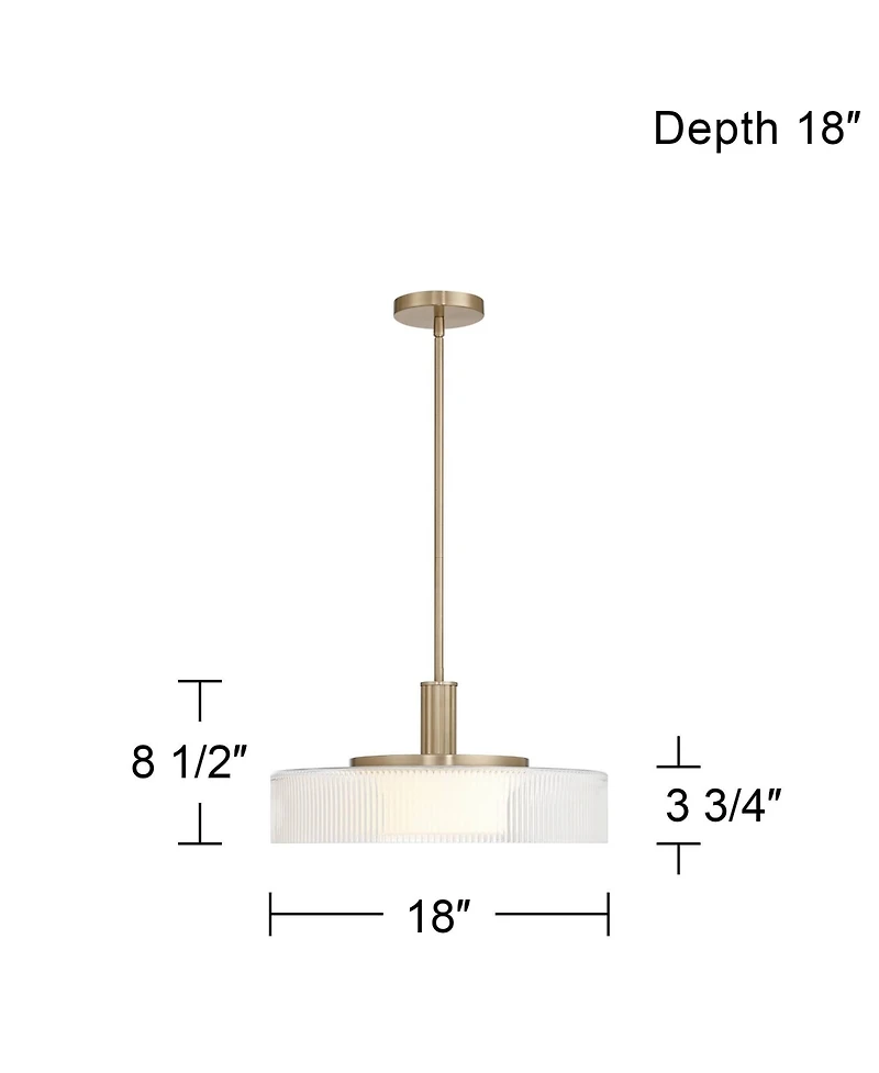 Possini Euro Design Gloria Wide Satin Brass and Glass Led Pendant Light