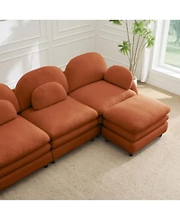 Streamdale Furniture Teddy Fabric 4-Seat Modular Cloud Sofa with 2 Ottomans