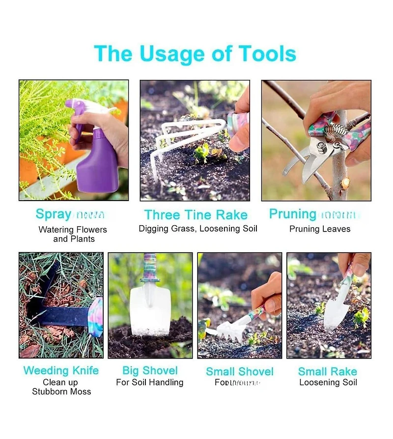 Xdovet Garden Tools Set Trowel Rake Weeder Pruner Shears Sprayer Case
