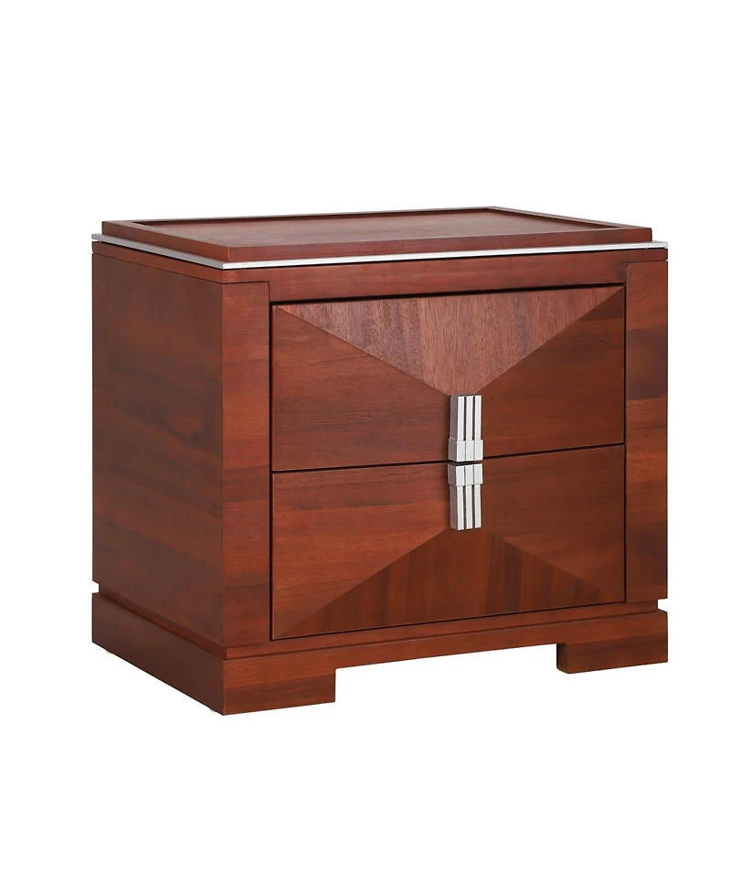 Streamdale Furniture Mid-Century Modern 2-Drawer Wood Nightstand with Diamond Pattern
