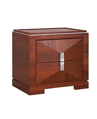 Streamdale Furniture Mid-Century Modern 2-Drawer Wood Nightstand with Diamond Pattern