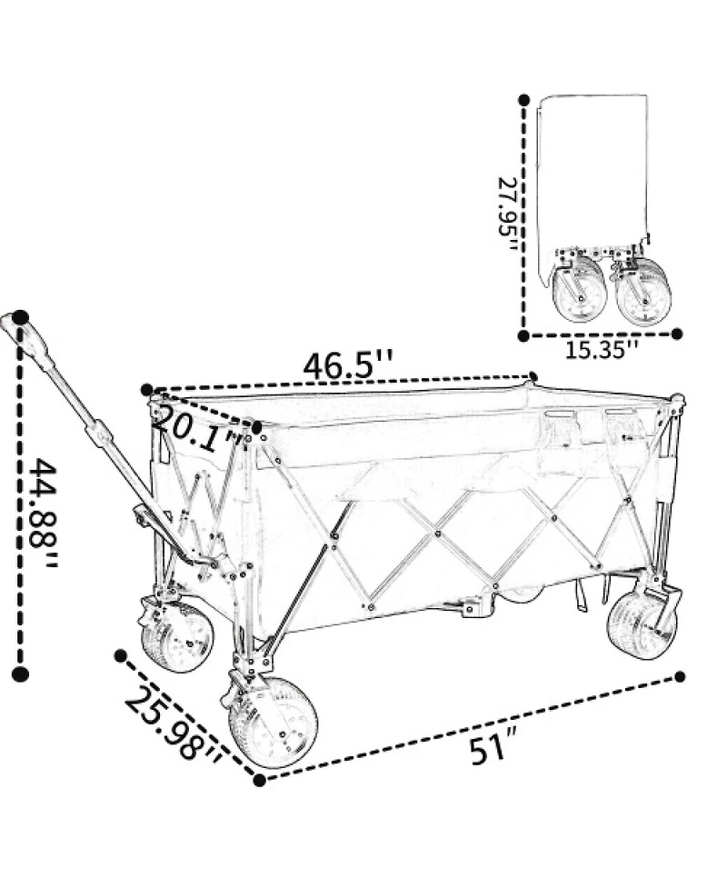 Streamdale Furniture 51-inch Heavy-Duty Foldable Utility Wagon 480lbs Capacity