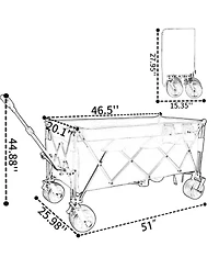 Streamdale Furniture 51-inch Heavy-Duty Foldable Utility Wagon 480lbs Capacity
