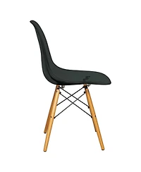 LeisureMod Cresco Modern Molded Acrylic Dining Chair with Eiffel Base and Beech Wood Dowel Legs Ergonomic Curved Seat Accent Side