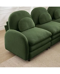 Streamdale Furniture Teddy Fabric 4-Seat Modular Sofa with Ottomans and Lumbar Pillows