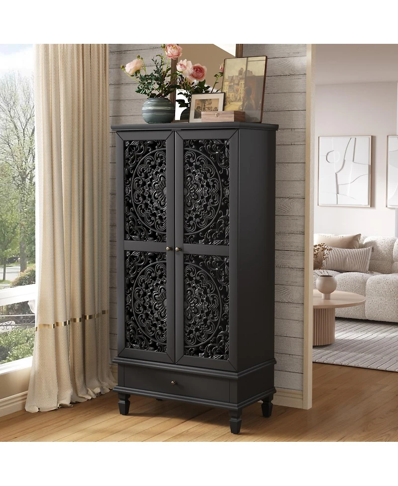 Streamdale Furniture 55 Inch Tall 2-Door Storage Cabinet with Drawer
