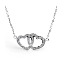 Bling Jewelry Interlocking Open Hearts Necklace Bff Couples Pendant .925 Sterling Silver