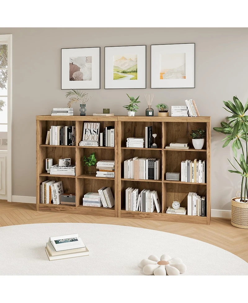 homfan 6-Cube Wooden Bookshelf for Office and Home, Modern Bookcase with Anti-Tip Design, Open Display Storage Shelves, Sturdy Organizer