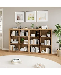 homfan 6-Cube Wooden Bookshelf for Office and Home, Modern Bookcase with Anti-Tip Design, Open Display Storage Shelves, Sturdy Organizer