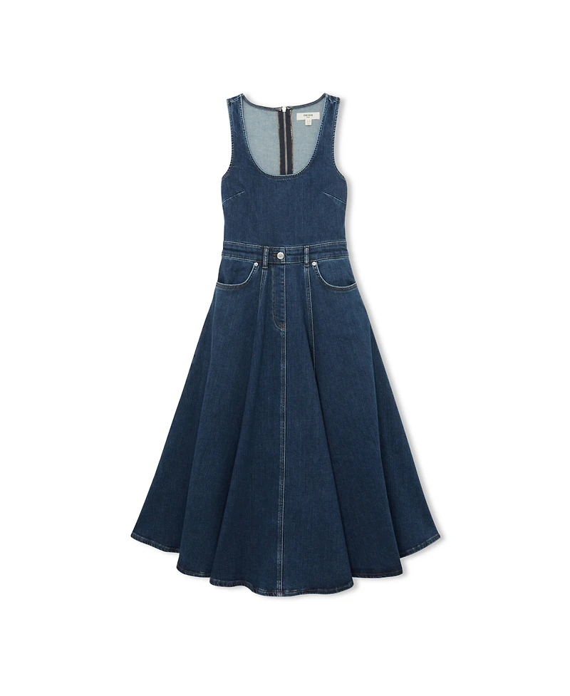 Reiss Women's Rosie Waisted Denim Midi Dress
