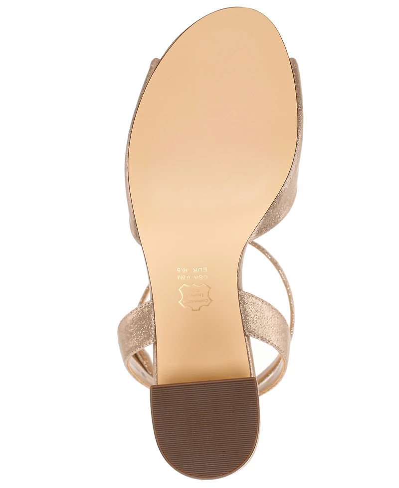Nina Women's Nigella True Silver Metallic Suedette Block Heel Sandals