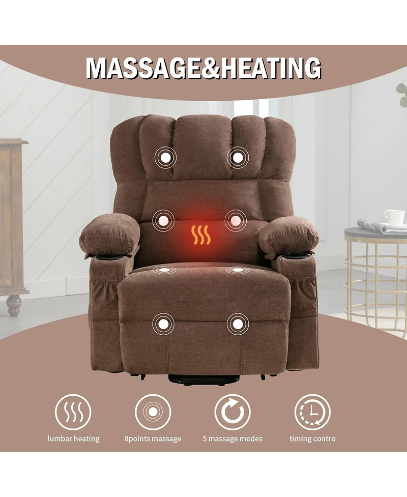 Clihome Power Lift Recliner Chair Recliners for Elderly with Heat and Massage Recliner Chair for Living Room with Infinite Position and Side Pocket