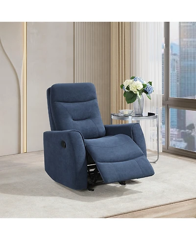 Clihome Durable Microsuede Velvet Manual Recliner with Rocker Function, Double Stitched Seam Accent Chair with Side Handle Release