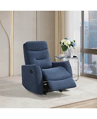 Clihome Durable Microsuede Velvet Manual Recliner with Rocker Function, Double Stitched Seam Accent Chair with Side Handle Release
