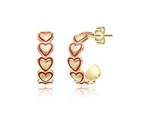 GiGiGirl Dainty 14K Gold Plated Red Outline Enamel Open Hoop Earrings