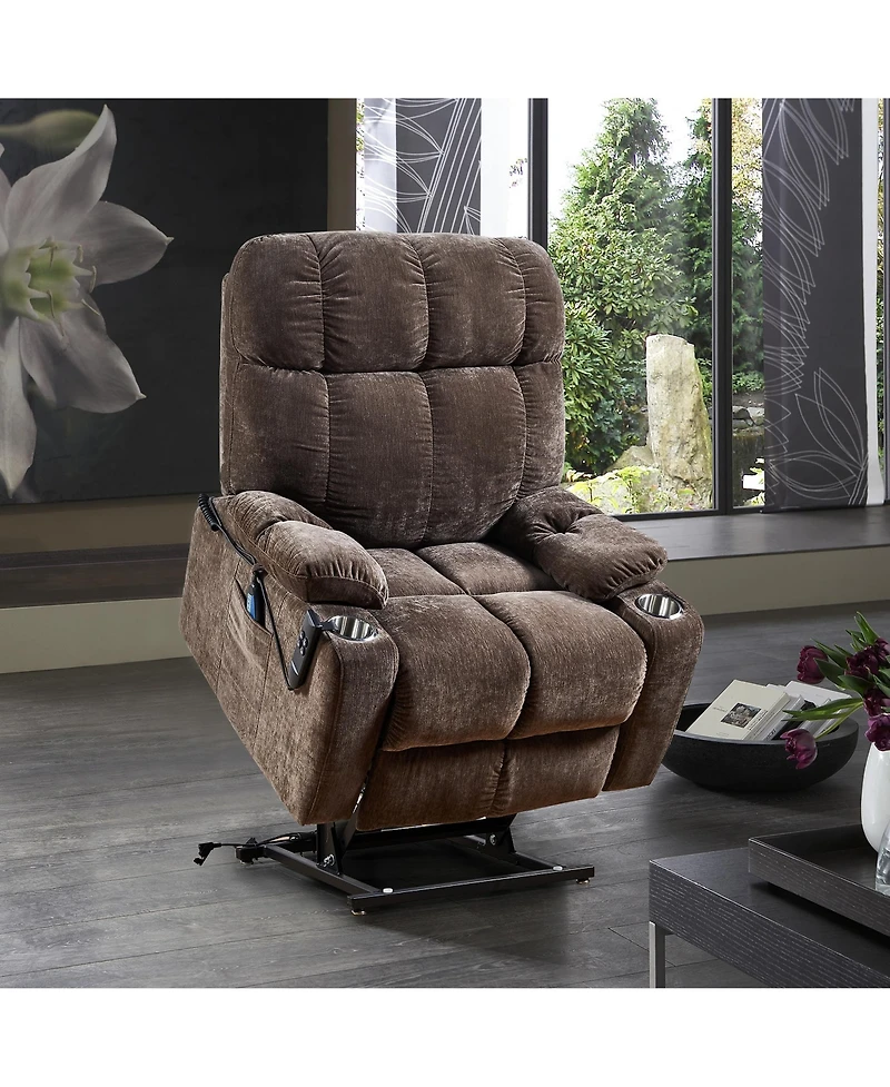 Clihome Dual Motor Power Lift Recliner Chair for Elderly Infinite Position Lay Flat 180degree(s) Recliner with Heat Massage