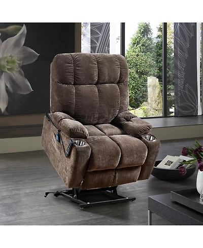 Clihome Dual Motor Power Lift Recliner Chair for Elderly Infinite Position Lay Flat 180degree(s) Recliner with Heat Massage