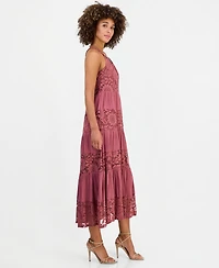 Robbie Bee Women's Lace-Trim Maxi Dress