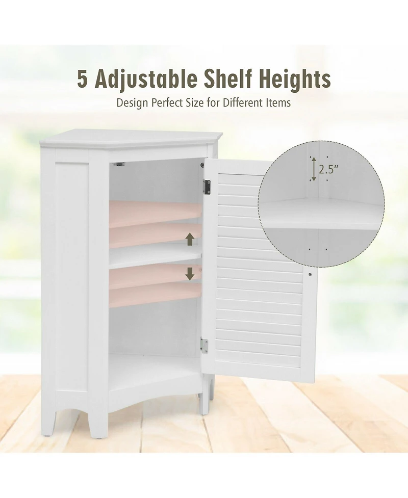 Volenca Corner Bathroom Cabinet with Shutter Door, 25-in W, 40-lb per Shelf