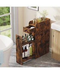 Volenca 4-Tier Slim Bathroom Storage Cabinet with Drawers on Casters, 27-in H