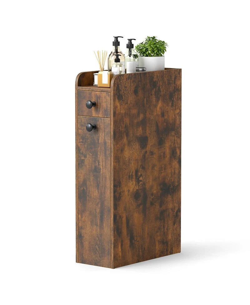 Volenca 4-Tier Slim Bathroom Storage Cabinet with Drawers on Casters, 27-in H