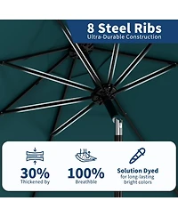 homfan 10Feet Patio Umbrella With Crank And Push-Button Tilt, 8 Sturdy Ribs, Waterproof Outdoor Parasol For Deck, Pool, Garden Table