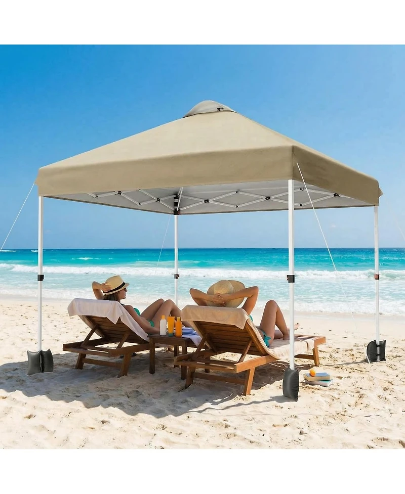 homfan 10x10 Pop Up Canopy Tent With Sidewall, Easy Setup, Upf 50+ Protection, Adjustable, Portable, Includes Wheeled Bag, Stakes And Sandbags