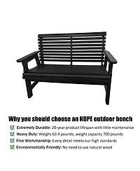 Mega Casa Hdpe All-Weather Outdoor Bench, Heavy-Duty Garden Patio Park Bench with Supportive Backrest for Porch and Backyard