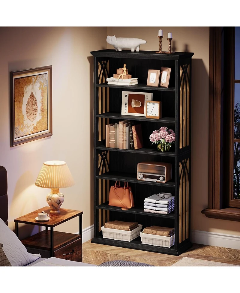 Tribesigns 6-Tier Bookshelf Set of 2, 75-Inch Tall Bookcase, Large Bookshelves and Bookcases Freestanding Display Shelves, Wood Book Shelf for Living