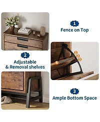 Homfan Modern Farmhouse Shoe Storage Cabinet, Flip Drawer Entryway Organizer with Adjustable Dividers and Metal Legs