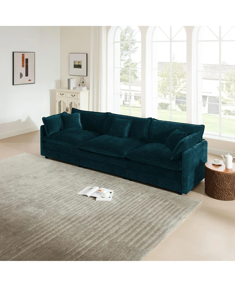 Boyel Living Mid-Century Modern Couch 3-Seater Sofa with 2 Armrest Pillows and 3 Toss Pillows, for Room