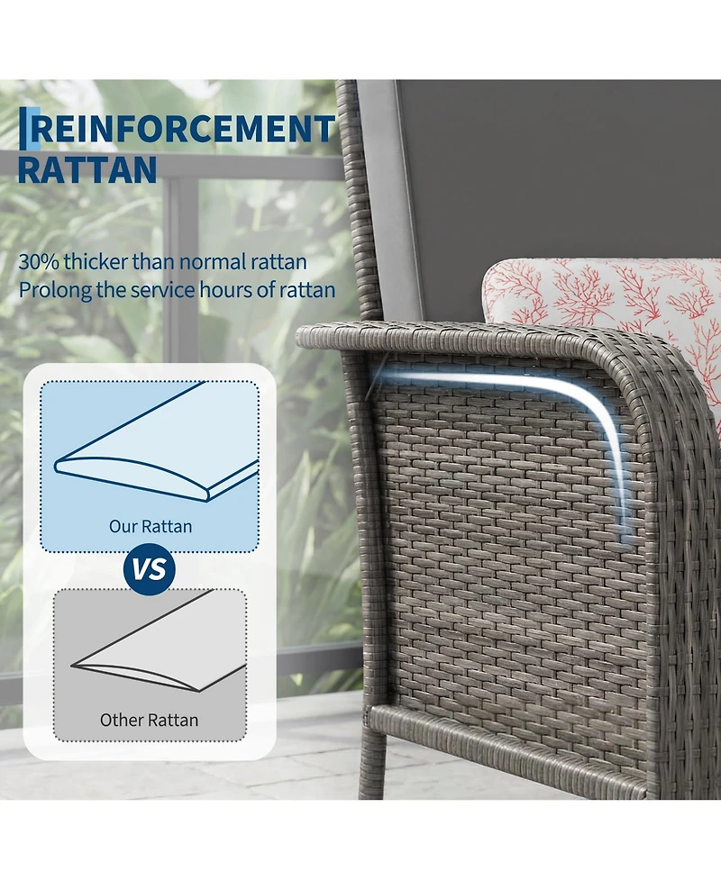 homfan Outdoor Wicker Chairs Set of 2 with High Backs and Cushions, Pe Rattan Patio Conversation Seating for Porch, Deck, Balcony