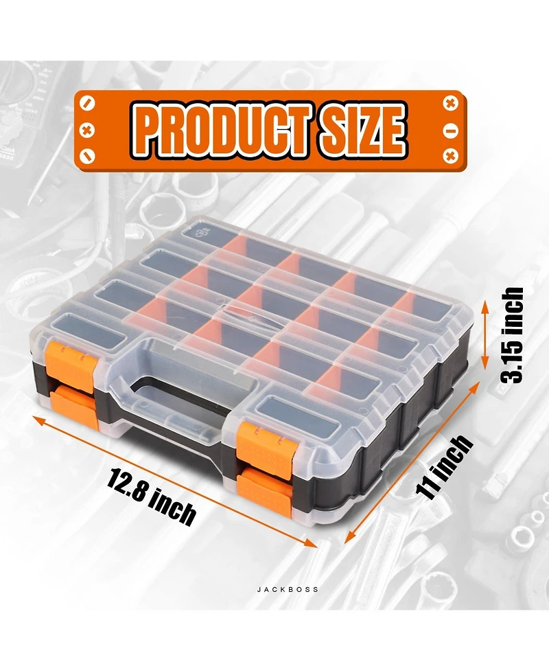 Xdovet Tool Box Transparent Lid Double Side Organizer Removable Dividers Hardware