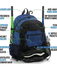 Furlihong Baseball Bag – Backpack with Helmet Holder for Baseball, T-Ball and Softball Gear Youth & Adults, Holds Bat, Helmet, Glove, Shoes