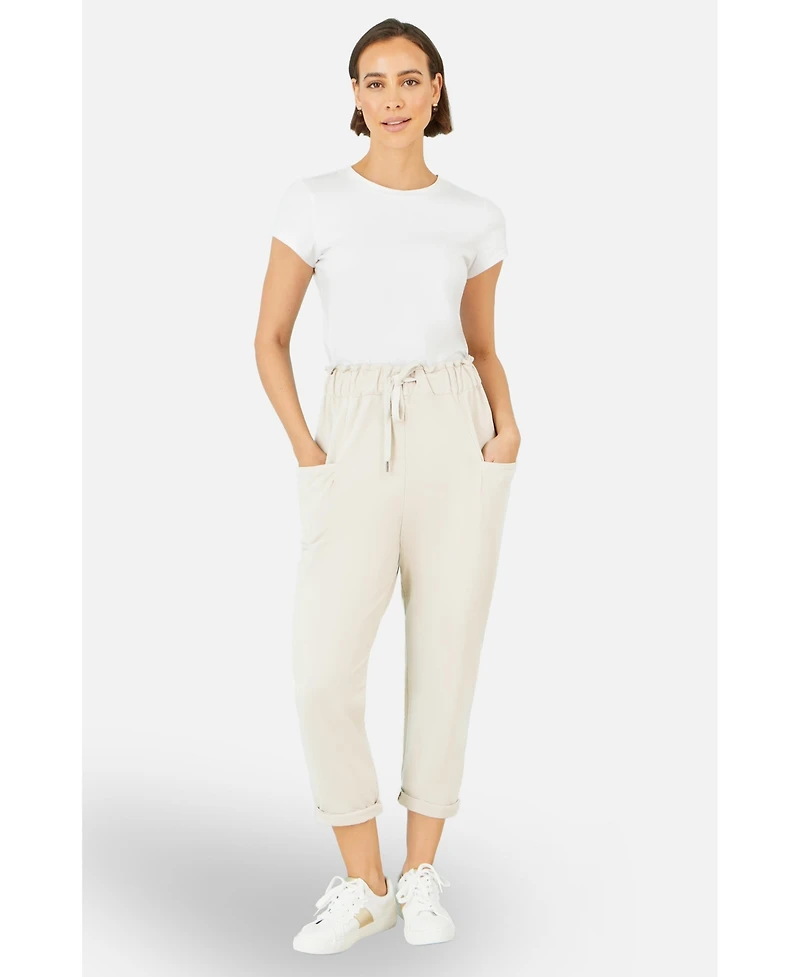 Yumi Women's Cotton Relaxed Stretch Trousers