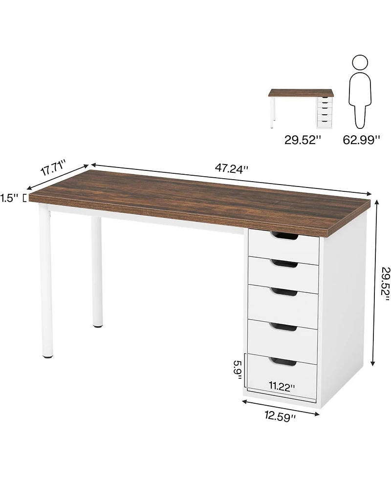 Tribesigns Computer Desk with 5 Drawers, Home Office Storage