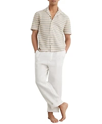 Reiss Men's Island Stripe Crochet Cuban Shirt