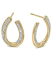 Crystal Curved Post Earring, Gold Plate and Silver