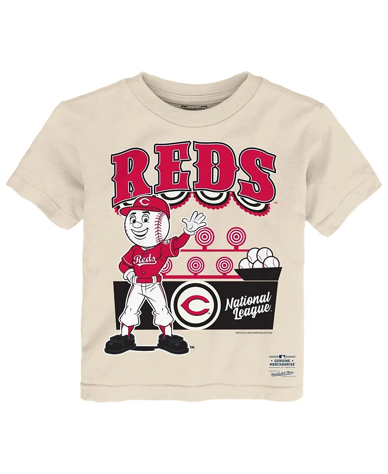 Mitchell & Ness Toddler Cream Cincinnati Reds Step Back Up T-Shirt