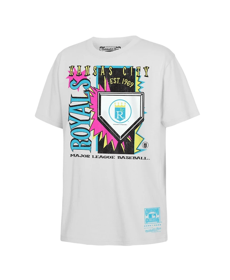 Mitchell & Ness Big Boys and Girls White Kansas City Royals Cooperstown Neon Field Shock T-Shirt
