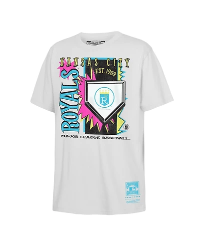 Mitchell & Ness Big Boys and Girls White Kansas City Royals Cooperstown Neon Field Shock T-Shirt