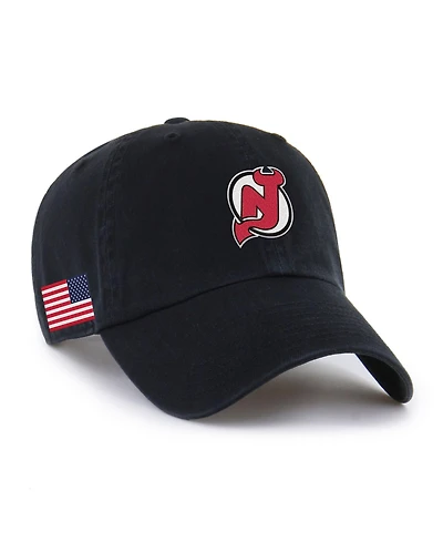 '47 Brand Men's and Women's Black New Jersey Devils Heritage Flag Clean Up Adjustable Hat
