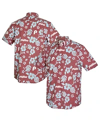 Reyn Spooner Men's Maroon Philadelphia Phillies Cooperstown Kekai Performance Button-Down Tri-Blend Shirt