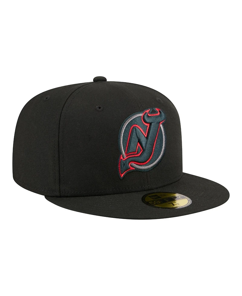 New Era Men's Black Jersey Devils Color Pop 59FIFTY Fitted Hat