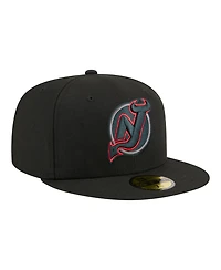New Era Men's Black Jersey Devils Color Pop 59FIFTY Fitted Hat