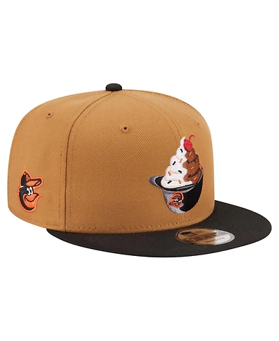 New Era Men's Khaki/Black Baltimore Orioles Ice Cream 9FIFTY Snapback Hat
