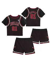 Mitchell & Ness Preschool 2-Pack Dennis Rodman Black Chicago Bulls Play by Place T-Shirt and Shorts