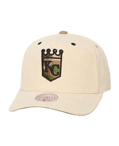 Mitchell & Ness Men's and Women's Cream Kansas City Royals Camo Logo Pro Crown Snapback Hat