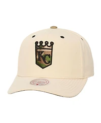Mitchell & Ness Men's and Women's Cream Kansas City Royals Camo Logo Pro Crown Snapback Hat