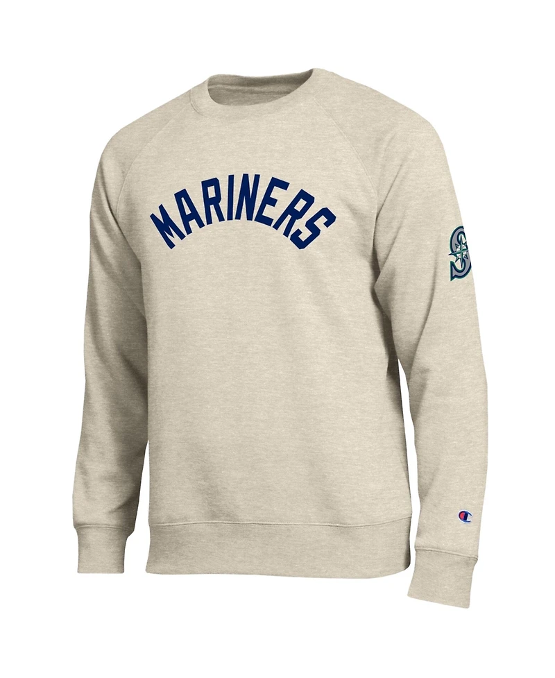 Champion Men's Oatmeal Seattle Mariners All-Star Soft Felt Raglan Sweatshirt